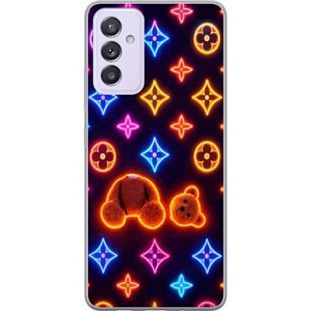 Kompatibelt Mobilskal till Samsung Samsung Galaxy A82 5G Neonfärgat lyxmönster med glödande nalle i pop art-estetik