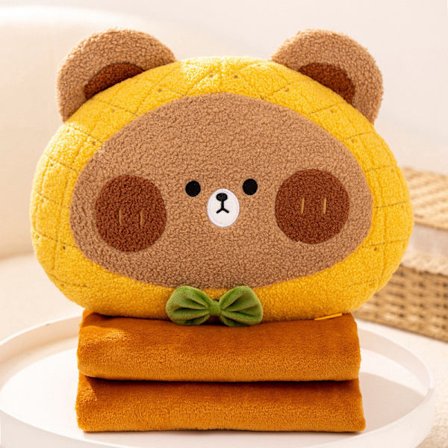 (Bear)Plushdjur i form av frukt, tecknad kudde och filt, ZQKLA