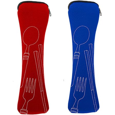 Bestikkpose, 2-delt bærbar bestikkpose med glidelås, neoprenpose