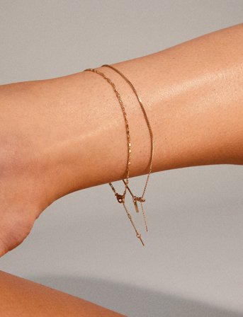 Pilgrim Parisa Recycled Flat Link Ankle Chain - Gold - ONE SIZE