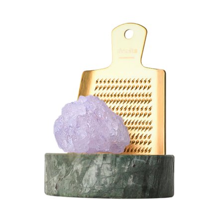 Rivsalt Rivsalt sæt med rivejern, blå saltsten og bordholder i marmor | KitchenOne