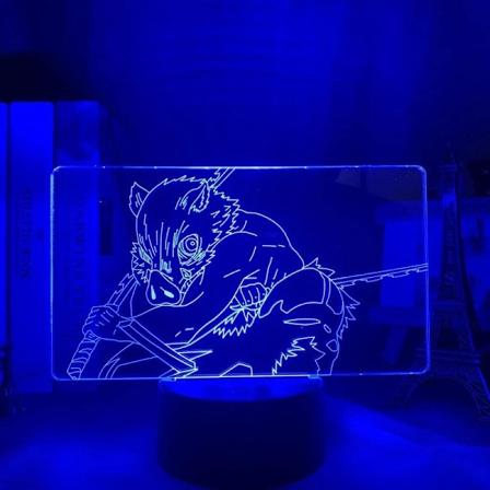 Anime Demon Slayer Inosuke Hashibira Lampe Cool 3D Illusion Natlampe Hjem Værelse Dekoration Akryl LED Lys Julegave Lamper (16 Farver wi