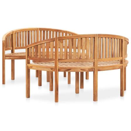 Vidaxl Loungeset För Trädgården 3 Delar Bananformad Massivt Teak Brun
