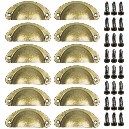 12 stk. Retro Dørgreb, Messing Kopgreb Køkken Skuffe Skab Dørgreb Messing