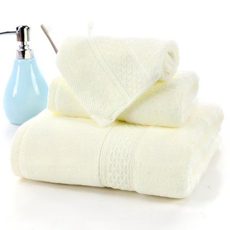 Luksuriøst bomullshåndklesett for hjemmet, 3-delt sett, ultra mykt, svært absorberende, inkluderer 1 badehåndkle, 1 håndkle, 1 vaskeklut