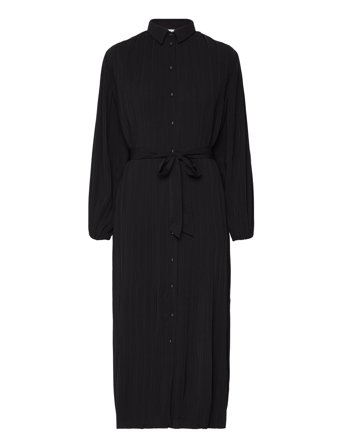 Slfvaleria Ls Ankle Plisse Dress B Dresses Shirt Dresses Svart Selected Femme*Betinget Tilbud