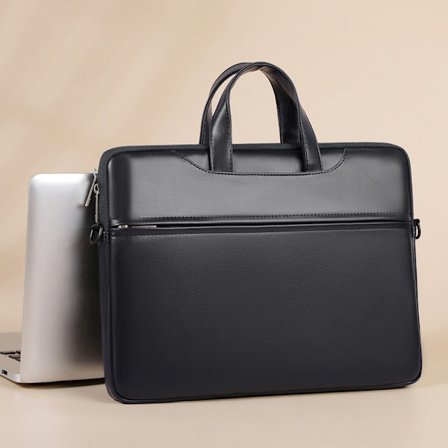 PU Handväska för män, enkel axelväska för surfplatta och laptop för affärer, affärsresor, möten, enkel datorväska