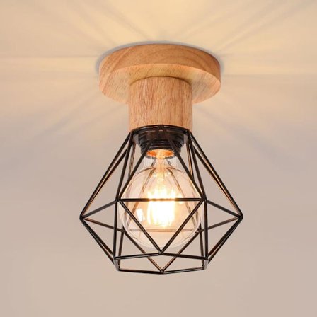 Taklampe E27 Industrielt Loftslampe Vintage Metalbur til Køkken Soveværelse Ø155mm_TF_TF