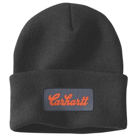 Carhartt Knit Cuffed Script Patch Beanie Caps Svart, Klær