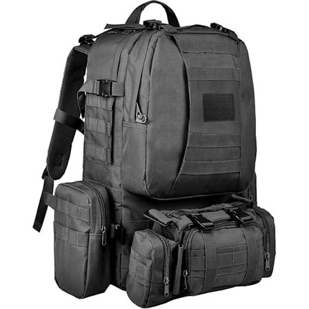 60L Taktisk Ryggsekk, 60L Stor Molle Militær Overlevelsesryggsekk, Menn Kvinner, Avtakbar Utendørsveske