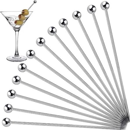 12 stk. Cocktailpinde i metal Fancy Bar Tandstikker Martini Oliven