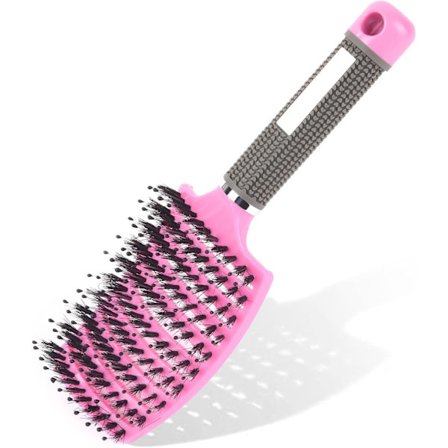Pink Hårbørste, Vildsvinehårsbørste, Professionel Buet Ventileret Frisør Hurtigtørrende Hårstylingværktøjer Hurtigtørrende Udrednings- og 