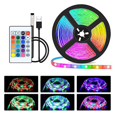 2M LED-stripe RGB 5050 Bluetooth-kontroll USB fleksibelt lys 5V bånddiode for feriehus
