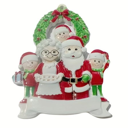 2D Platt, Ny Santa Familj Harts Tryckeffekt 2D Smyckeshänge, Familj Vardagsrum Hängande Dekoration, 2D Platt[YJD]