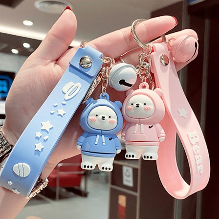 2 stk. Sødt Bjørn Nøglering Bjørn Nøglering, PVC Snøre Taske Bil Ke, ZQKLA