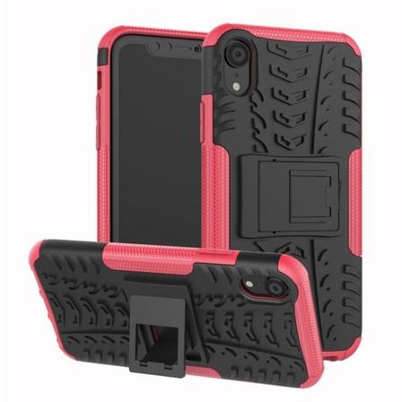 iPhone Xr dækmønster kickstand combo etui - Rose Pink