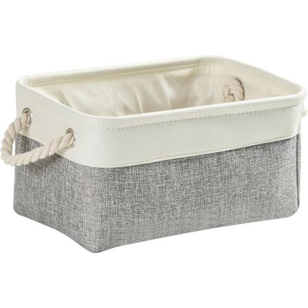Oppbevaringsboks for klær, oppbevaringskurver i stoff, sammenleggbare organiseringsbokser for leker, garderober (Stor, Grå Hvit)