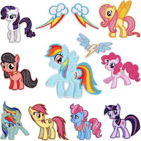 12 stk. Pony strygejern på applikation søde dyr enhjørning broderede patches Diy tøj og tasker-- (FMY)