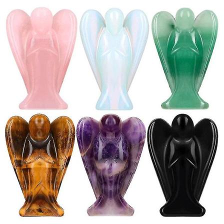Ny 15 engelstatue Steinutskjæring Naturlig edelsten Krystall Reiki Healing Figur Hjemdekorasjon Smykke Håndverk Julegave