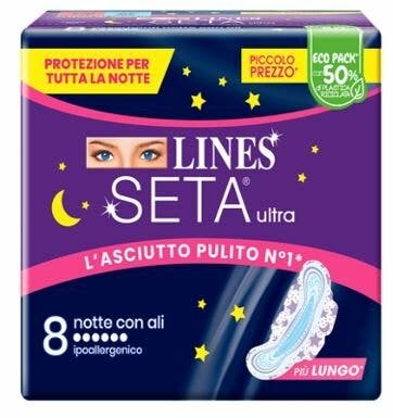 Lines Seta Ultra 8 Assorbenti Notte con Ali