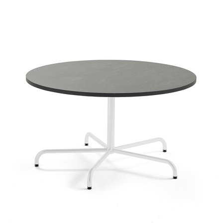 Tisch PLURAL, Ø 1300x720 mm, Linoleum-Platte, dunkelgrau, weiß