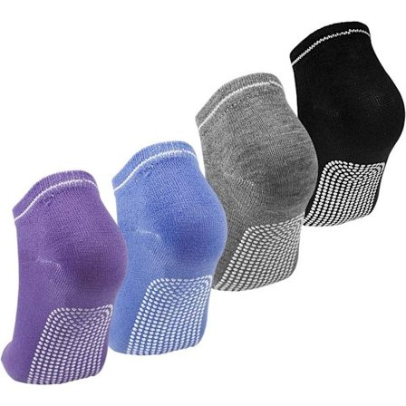 Skridsikre sokker til kvinder 4 par yogasokker til sport yoga pilates dans fitness skridsikre bomuldssokker 35-40