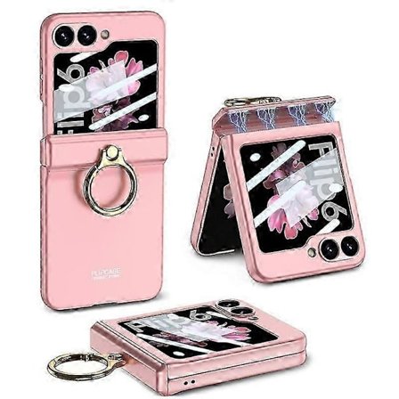 Deksel til Galaxy Z Flip 6 med Ringstativ, Slankt PC Støtsikkert Deksel til Samsung Galaxy Z Flip 6 med Magnetisk Hengsel & Liten Skjermfilm
