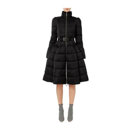 Elisabetta Franchi, Circle Quilted Coat With Logo Belt Czarny, Kobieta, Rozmiar: M