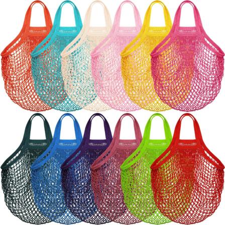 12 kpl Satunnaisia Värejä Puuvillakangas Ostosverkko 40 * 35 cm Kannettava