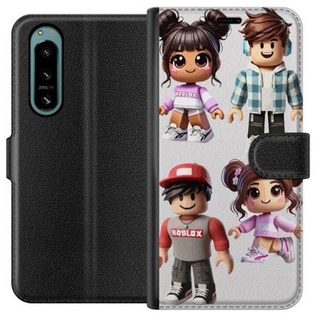 Kompatibelt Plånboksfodral till Sony Sony Xperia 5 IV Fyra 3D-stil Roblox-karaktärer med olika kläder och frisyrer, färgglada detaljer och lekfull