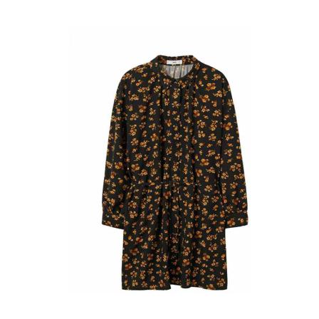 Mango Printed shirt Kjole Sort, Dame