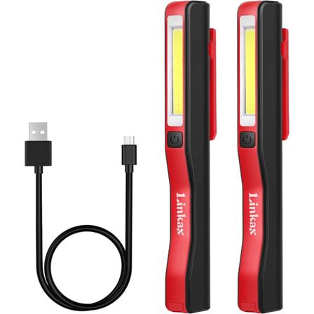 2 arbejdslys USB genopladelig COB inspektionslampe lommelygte Ultra Pow