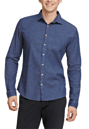 Lindbergh Soft Indigo Stretch Shirt L/S Skjortor Herr Blå XL