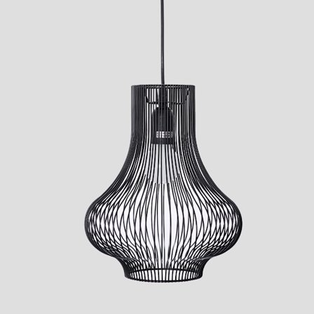 Musta rautainen riippuvalaisin – 25x30,5 cm, teollinen tyyli