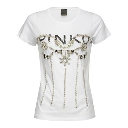 Pinko Zurine cotton jersey t-shirt Hvid, Dame T-shirts