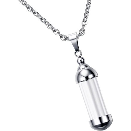 Rostfritt stål Skruvlock Tub Glasflaska Urna Flaska Berlocker Hänge Halsband Minnessak Kremeringssmycken