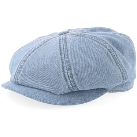 Stetson - Blå flatcap Keps - Hatteras Denim with Pin Barista Blue Denim Flat Cap @ Hatstore