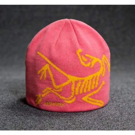 Arc'teryx rosa strikket lue, varm og vindtett for utendørs bruk