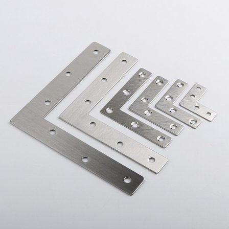 Hjørnebeslag Fladt Hjørnebånd Rustfri Stålplader Vinkelbeslag med Skruer til Møbler Skrivebord Bord Hylde Reparation 50 * 50mm 20 Stk