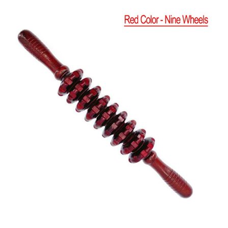 Træningsrulle i træ med ni fine hjulaksler, helkropsmassage, rulle til banket talje, rygmassage, nakkemassage, benmassager