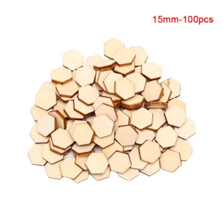 100 st Naturligt blankt sexkantigt trä DIY oavslutade hantverksdekor