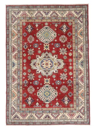 Kazak Fine Rug 171X241 Dark Red/Brown Wool, Afghanistan