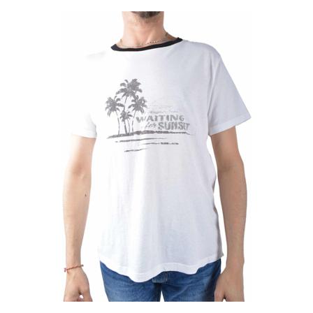 Saint Laurent, Tee-Shirt Waiting for Sunset Wit, Heren, Maat:M