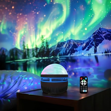 Nordlys LED Projektorlampe med Fjernbetjening, Galaxy Stjerneprojektor, Farverige Mønstre, Natlampe til Soveværelse[GPA]