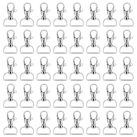 Svinglås Svingbare Karabinkroker Utløserklips 1 Tomme D-Ringer Metall Hummerlås Klips for Å Lage Snap Tabs, Nøkkelring