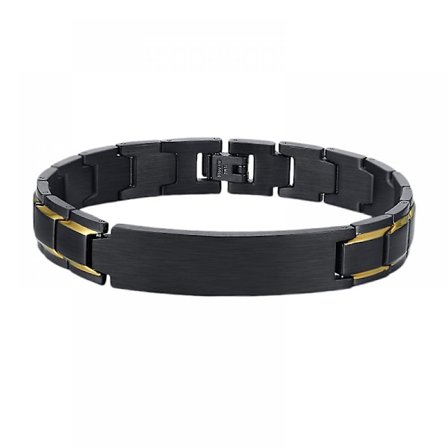 Rostfritt stål armband svart armband titanstål yta borstad böjd armband herr armband jul