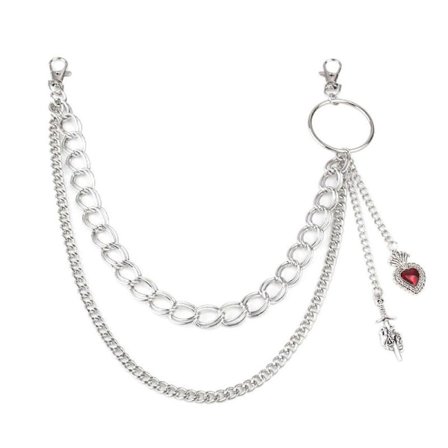 Mote midjekjede med kjærlighetshjerteanheng, dame, herre, midjekjede, iøynefallende bukseanhengkjede, kul buksekjede