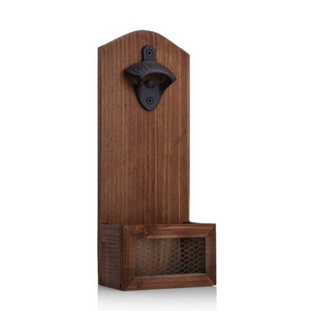 Flaskeåpner, Treflaskeåpner, med Lokkfanger, Vintage Stil, Veggmontert Flaskeåpner for Hjem, Kjøkken, Hage, Terrasse, Campingvogn, Innendørs og 