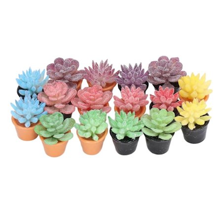 16 stk. dukkehus potteplanter i harpiks 1:12 skala naturtro udseende levende rige farver miniature planter til 1:12 dukkehus