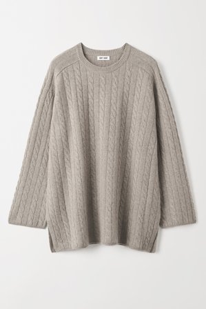 Soft Goat - Cable Knit Crewneck - Women cashmere sweater - M - Greige